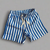 Linen Striped Shorts | Blue