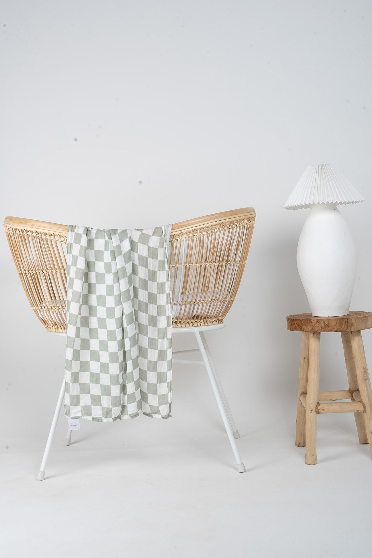 Bamboo Muslin Swaddle Blanket | Checkerboard Green
