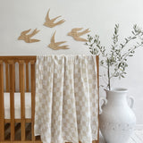 Bamboo Muslin Swaddle Blanket | Tan Checkerboard