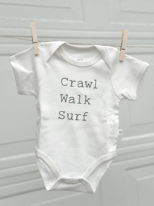 Organic Bodysuit Crawl. Walk. Surf | Olive