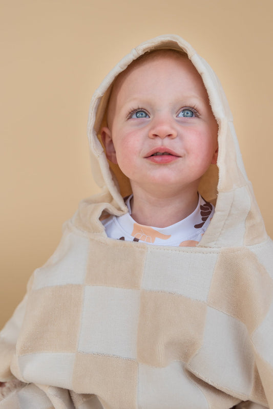 Hooded Poncho Towel Checkerboard